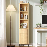 Maupvit 68" Tall Bathroom Storage Cabinet, Boho Wood Storage Cabinet Freestanding, Home Space Saving Organizer with Fluted Door & Drawer for Living Room, Dining Room, Kitchen, Utility Room Maupvit