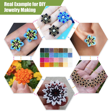 Ybxjges 24000Pcs 2mm Glass Seed Beads Kit, with 28 Colors Small Beads Kit for Girls,Women and Adults,Bracelets, Necklaces,Earring,Jewelry Making Supplies Ybxjges