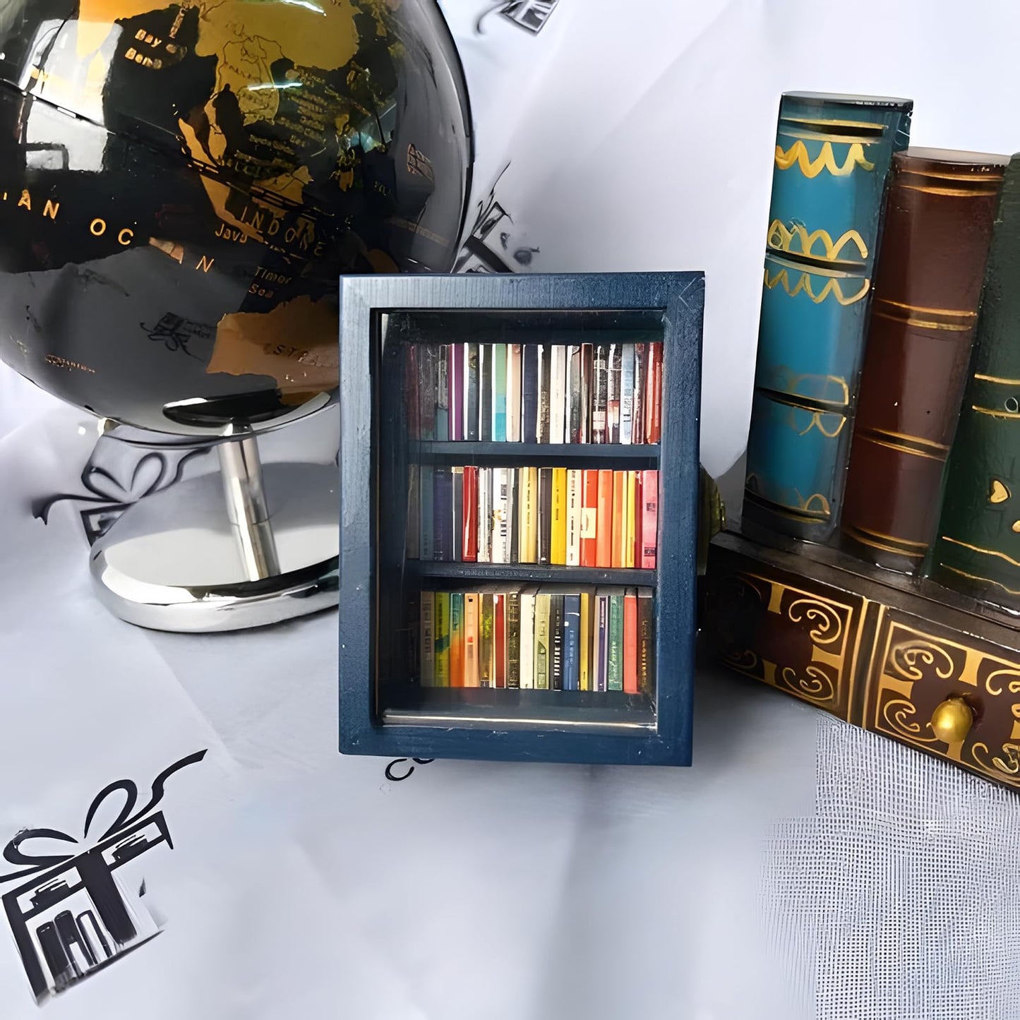 Atlodas Mini Pocket Anxiety Bookshelf - Stress-Relieving Display Cabinet for Book Lovers - WoodArtSupply