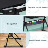 ZENY Adjustable Drafting Table with Stool, Tilting Drawing Desk Artist Table with Storage Drawers, Art Craft Workstation for Home Office Reading, Writing, Crafting ZENY