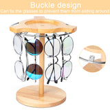 Sunglasses Organizer Glasses Holder Stand with 360 Rotating Display Eyeglasses Rack Wood Base for up to 12 Pairs of Eyewear for Table Dresser Desk DTUQYX