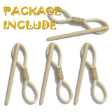 Curtain Holdbacks Boho Tiebacks for Drapes, Farmhouse Jute Rope Cotton Tie Backs with Rustic Wood Club, Curtain Accessories Holders for Indoor Outdoor Use, Set of 4 WARMTONE