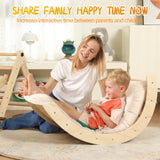 Pikler Triangle Set with Cushion, 7 in 1 Toddler Climbing Toys Indoor, Montessori Foldable Climbing Set, Wooden Climbing Toys for Toddlers 1-3 Inside with Ramp, Arch and Ladder (Nature Wood) Yopnoyik