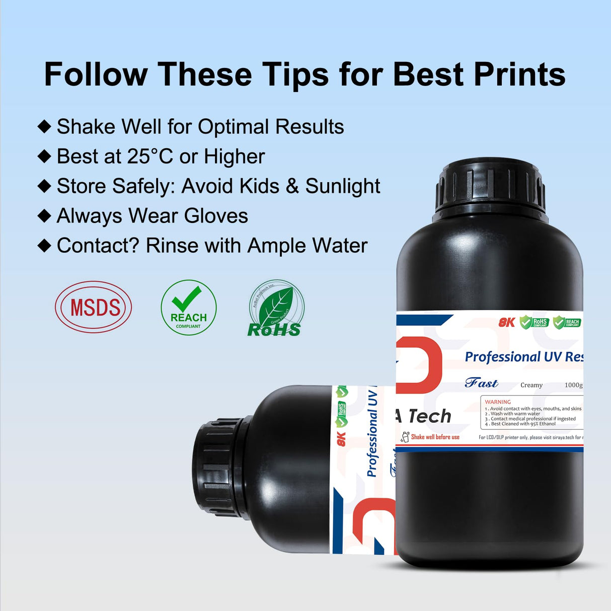 Siraya Tech Fast ABS-Like 3D Printer Resin 405nm UV-Curing Non-Brittle High Precision 3D Printing Liquid Standard Photopolymer Resin for LCD DLP 3D Printing 8K Capable (Creamy, 1kg) Siraya Tech