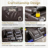 SAMERY Power Loveseat Recliner Sofa with Adjustable Split Back, Multi-Port Charger, Flip-Up Backrest & LED Lighting - Home Theater Seating with Storage, Cup Holders, Brown Faux Leather Loveseat SAMERY