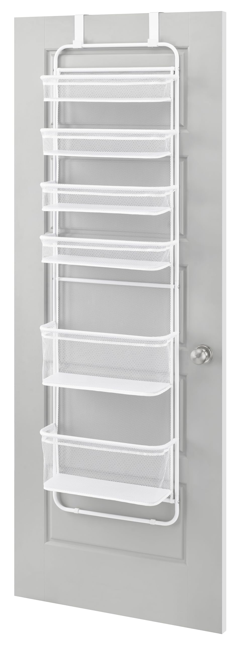 Whitmor Over The Door Organizer - 6 Sections - Pantry, Bathroom, Accessory Organizer - Metal and Mesh - White Whitmor