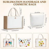 Bulyoou 12 Pcs Sublimation Blank Tote Bags and Makeup Bags Set, Reusable Canvas Polyester Tote Bags for DIY Craft Burlap Gift Bags Makeup Pouches Cosmetic Bags for Women Shopping Grocery Bridesmaids Bulyoou