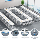 Conference Room Table Folding Conference Table, Modern Mobile Training Table with Wheels, White Foldable Seminar Meeting Tables for Office Meeting Conference Room (2pack 55.1in) Lrxmastery