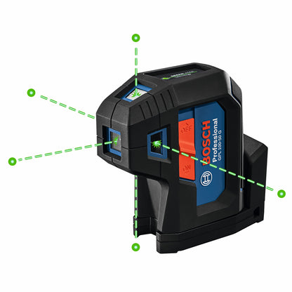 BOSCH GPL100-50G Green-Beam Self-Leveling Alignment Laser, Includes 2 AA Batteries, Built-In Multipurpose Mount, & Hard Carrying Case - WoodArtSupply