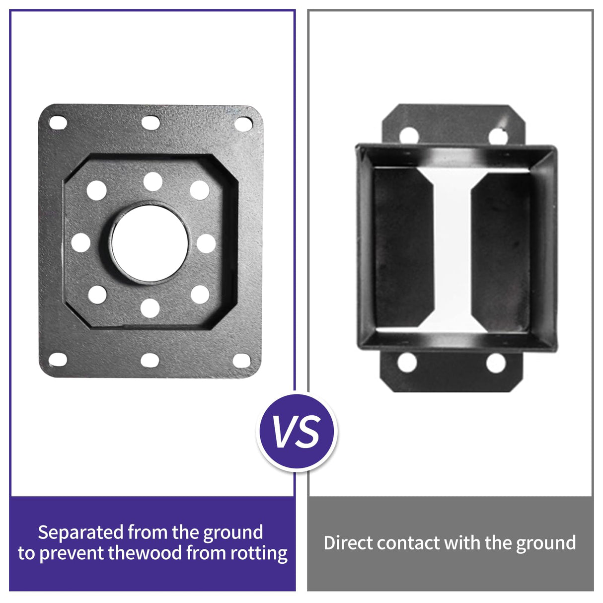 Nrspp 4x4 Post Base, 6 Sets Post Anchor, (Inner Size 3.5"x3.5") Black Metal Powder-Coated Deck Post Base Support for Outdoor Fence,Mailbox,Pergola Brackets Fence Kit Nrspp