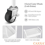 CAXXA 3-Tier Rolling Metal Storage Organizer - Mobile Utility Cart Kitchen Cart with Caster Wheels, White CAXXA