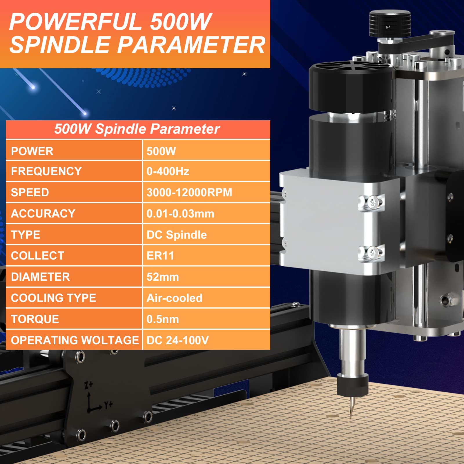 500W CNC Router Machine, 4540 CNC Machine for Metal, 3-Axis Stainless Steel Engraving Milling Machine for Carving Cutting Wood Acrylic PCB MDF Nylon, Working Area 430x390x90mm (16.9x15.4x3.5” - WoodArtSupply