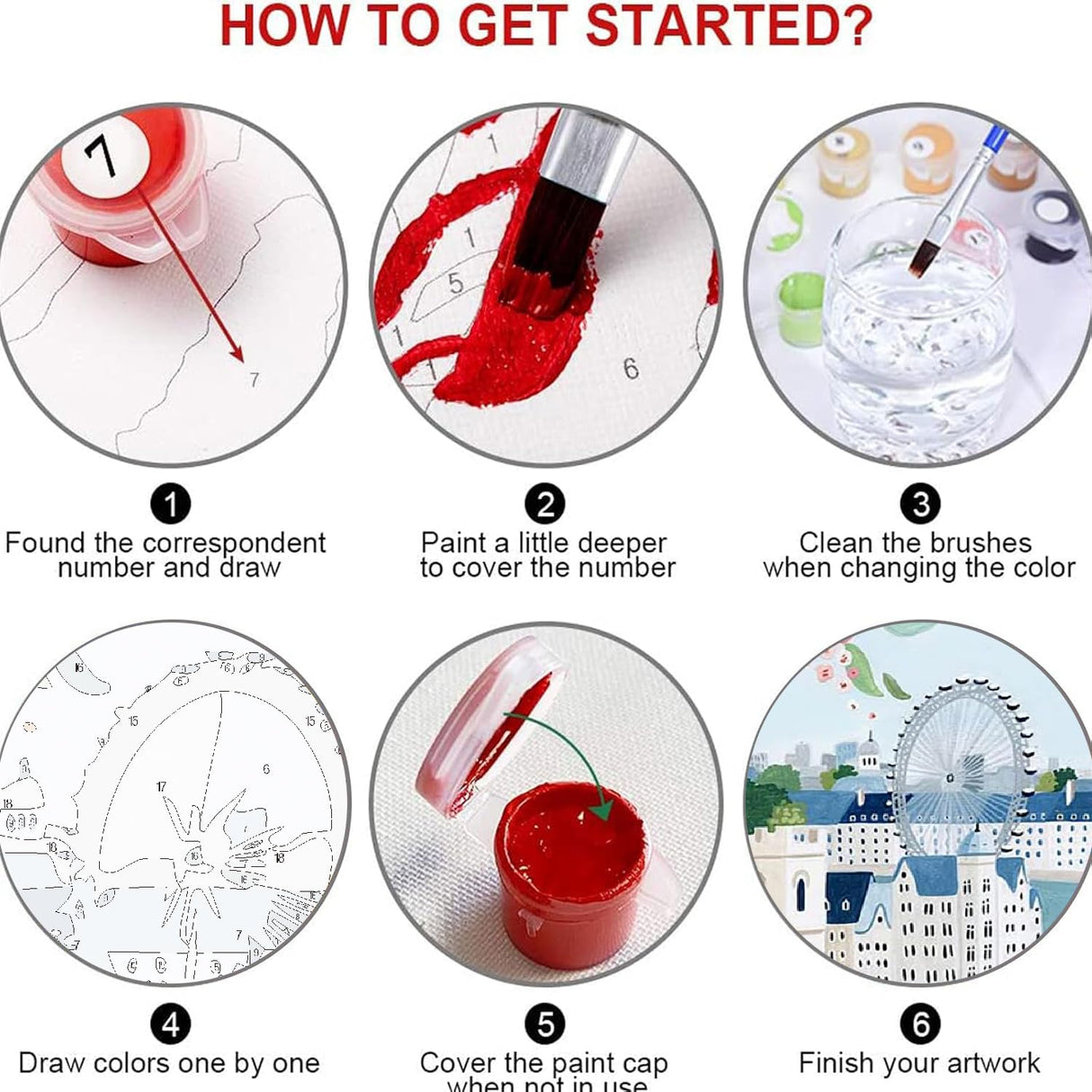 9 Packs Paint by Number for Adults, Scenery DIY Acrylic Oil Painting Paint by Numbers Kits on Canvas, Adults Paint by Numbers Kits Drawing Paintwork for Home Decor Gift Cityscape 12x16in KICHANG