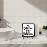 No Bitchin' in My Kitchen Rustic Farmhouse Decor Sign Black and White Kitchen Decor Decorative Wood Sign Home Kitchen Tabletop Decor - A26 ZIIUFRN