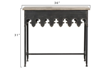 Creative Co-Op Rustic Farmhouse Metal Console Table with Solid Wood Top, Distressed Grey