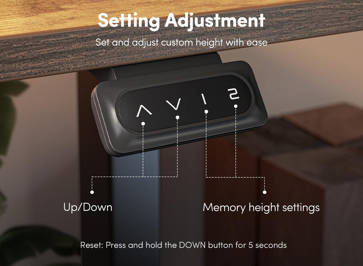 FEZIBO 55 x 24 Inch Height Adjustable Electric Standing Desk with Double Drawer, Stand Up Desk with Storage Shelf, Sit Stand Desk, Rustic Brown FEZIBO