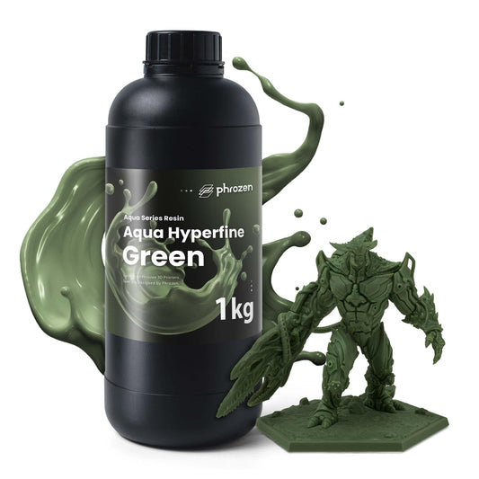 phrozen Aqua Hyperfine Photopolymer Resin for 9K, 12K or Higher Resolution 3D Printers, 405nm LCD UV-Curing 3D Printing with Low Shrinkage & Superior Precision, Smooth Surface Finish (Green, 1KG)