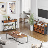 Rustic Brown 38'' Furologee Console Sofa Table with 3 Fabric Drawers and Storage Shelves Furologee