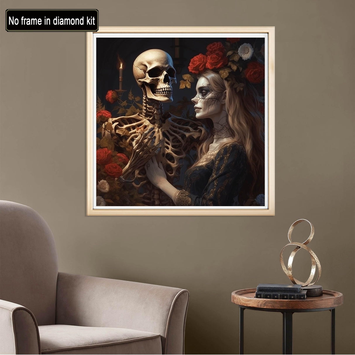 Diymood Paint by Numbers for Adults Skeleton Bride, DIY Oil Painting Roses Acrylic Paint by Number Kits for Kids Adults Beginner for Home Wall Decor 20x20 inch Diymood