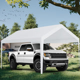 Carport Replacement Canopy, Replacement Top Cover for 10' x 20' Carport Frame, 180G PE Fabric Waterproof & UV Protected Tarp with Ball Bungees, White (Only Top Cover, Frame is not Included) Vanteriam