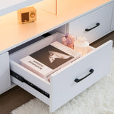 Cubehom LED TV Stand 75 inch TV Stands for Living Room Modern Entertainment Center with 4 Drawers TV Console Tables for Bedroom, Living Room (White, 71 inch) Cubehom