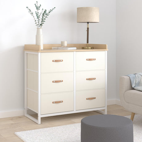 SONGMICS Kids Dresser with 6 Drawers, Boys Girls Dresser, with Water-Resistant Tabletop, Storage Organizer Cabinet, for Bedroom Hallway, Beige UGKR101K01 SONGMICS