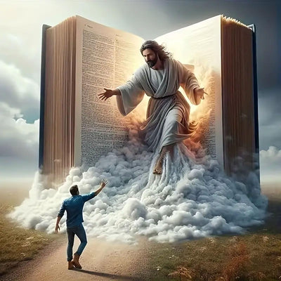 Diamond Art Painting Kits for Adults, Jesus 5D Diamond Painting Dots Art Kits for Adults Beginner, DIY Full Round Gem Crystal Art Paint by Diamond Book, Home Wall Decor 14x 14 in