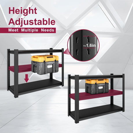 Huhaneon Garage Shelves Heavy Duty - 36''W 1,200Lbs Metal Adjustable Storage Shelving Rack Units for Warehouse Basement Pantry Kitchen 36" W x 16" D x 36" H 3 Tier Black Huhaneon