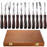 Covzoe 12 Pieces Wood Chisel Set, Woodworking Carving Tools with Wooden Box, CR-V Steel Edge Blade with Premium Wood Handle, Professional Wood Gouge Turning Tools for Craftsman Carpenter Beginners Covzoe