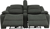 RecPro Charles Powered Double Recliner Sofa & Loveseat | Wall Hugger RV Furniture | Cloth (Fossil, 64") RecPro