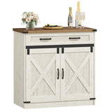 Hzuaneri Kitchen Storage Cabinet, Buffet Cabinet with Storage, Modern Farmhouse Sideboard Cabinets with Drawer, 31.5" Coffee Bar Cabinets with Doors & Adjustable Shelves, for Kitchen, White Brown Hzuaneri