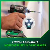 Metabo HPT 18V MultiVolt Cordless Triple Hammer BOLT Impact Driver Set, Power Impact Driver Kit with Case, 2 Lithium-Ion Batteries and Charger, 1/4-Inch Chuck, Compact LightWeight Power Tool, WH18DC Metabo HPT