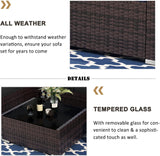 Vakollia 6 Pieces Patio Furniture Set with 44" Propane Gas Fire Pit Table, Outdoor Sectional Brown Rattan Wicker Conversation Sofa Sets with Coffee Table Vakollia