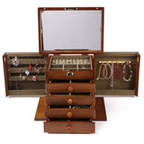 Changsuo Wooden Jewelry Box for Women, Organizer Box of Solild Wood with Combo Lock for Jewelries, Watches, Necklace, Ring, Storage Box (Dark Brown) Changsuo