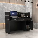 AIEGLE Reception Desk with Drawers & Storage Shelves, Table with Private Panels, for Salon Reception Room Checkout Office, Black (47.3" L x 18.3" W x 43.3" H) AIEGLE