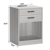 ADORNEVE Nightstands Set of 2,Grey Nightstand with Charging Station & Drawers,Night Stands for Bedrooms Set of 2 ADORNEVE