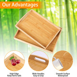 2 Pack Bamboo Serving Tray with Handles, Portable Bed Tray for Breakfast Dinner, Eating Trays for Living Room,Restaurants JUPELI