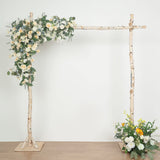 Tableclothsfactory 7.5ft Natural Birch Wood Square Wedding Arch, Rustic Arbor Photography Backdrop Stand Tableclothsfactory
