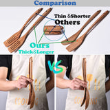 Gudamaye 13 inch Long Wooden Utensils for Cooking, Long Handle Wooden Spoons for Cooking, 7 PCES Crafting Wooden Spoon Set, Wooden Kitchen Utensil set, Natural Teak Wooden utensil Set Gudamaye