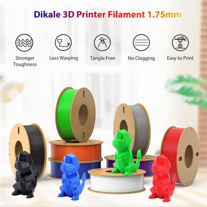 dikale PLA+ 3D Printer Filament 1.75mm No Tangle, Net Weight 250g Spool, 12 Packs, PLA Pro Plus, 12 Assorted Multiple Colors, Total 3KG Material - WoodArtSupply