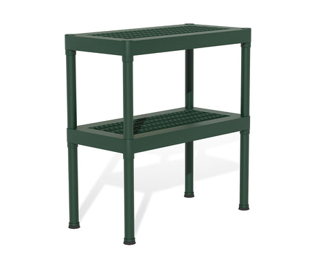 Palram - Canopia Rion 2-Tier Workbench Steel Greenhouse Potting and Nursery Work Table Shelf for Garage, Garden, and Green Houses, Shelves for Plants and Equipment 31.4''x15.7''x33.4'' (Forest Green) Palram
