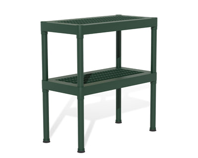 Palram - Canopia Rion 2-Tier Workbench Steel Greenhouse Potting and Nursery Work Table Shelf for Garage, Garden, and Green Houses, Shelves for Plants and Equipment 31.4''x15.7''x33.4'' (Forest Green)