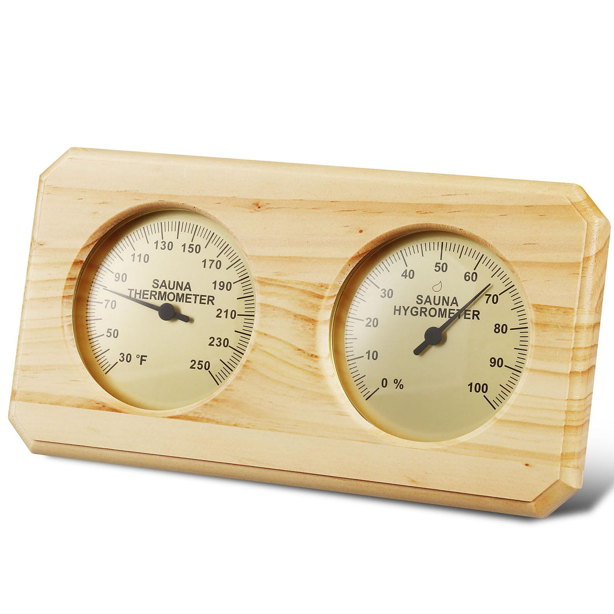 Foxyoo Sauna Thermometer Fahrenheit Hygrometer Gauge 2in1Indoor Home Sauna Thermostat,Sauna Accessories for Traditional Sauna,Barrel or Outside Infrared Sauna,Outdoor Sauna Room,Cedar Wood-Horizontal Foxyoo