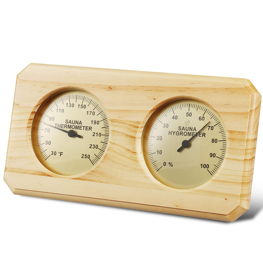 Foxyoo Sauna Thermometer Fahrenheit Hygrometer Gauge 2in1Indoor Home Sauna Thermostat,Sauna Accessories for Traditional Sauna,Barrel or Outside Infrared Sauna,Outdoor Sauna Room,Cedar Wood-Horizontal