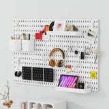 Peg Board, Modular Hanging Peg Board Combination Kit with Accessories for Wall Organizer, Crafts Organization, Ornaments Display, Wall Peg Board (22 Inches x 33 Inches, White) Nafenai