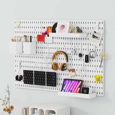 Peg Board, Modular Hanging Peg Board Combination Kit with Accessories for Wall Organizer, Crafts Organization, Ornaments Display, Wall Peg Board (22 Inches x 33 Inches, White) Nafenai
