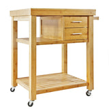 Home Aesthetics Rolling Kitchen Island Cart with Drawers Shelves, Towel Rack, Locking Casters, Butcher Block Food Prepping Cart Trolley on Wheels, Home Aesthetics