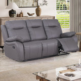 Manual Recliner Sofa Set Furniture for Living Room, Leather Reclining Sofa, Home Theater Seating 3 Pcs Included Recliner Chair, Reclining Loveseat and 3 Seater Sofa with Console Storage (1+2+3), Gray poplarbox