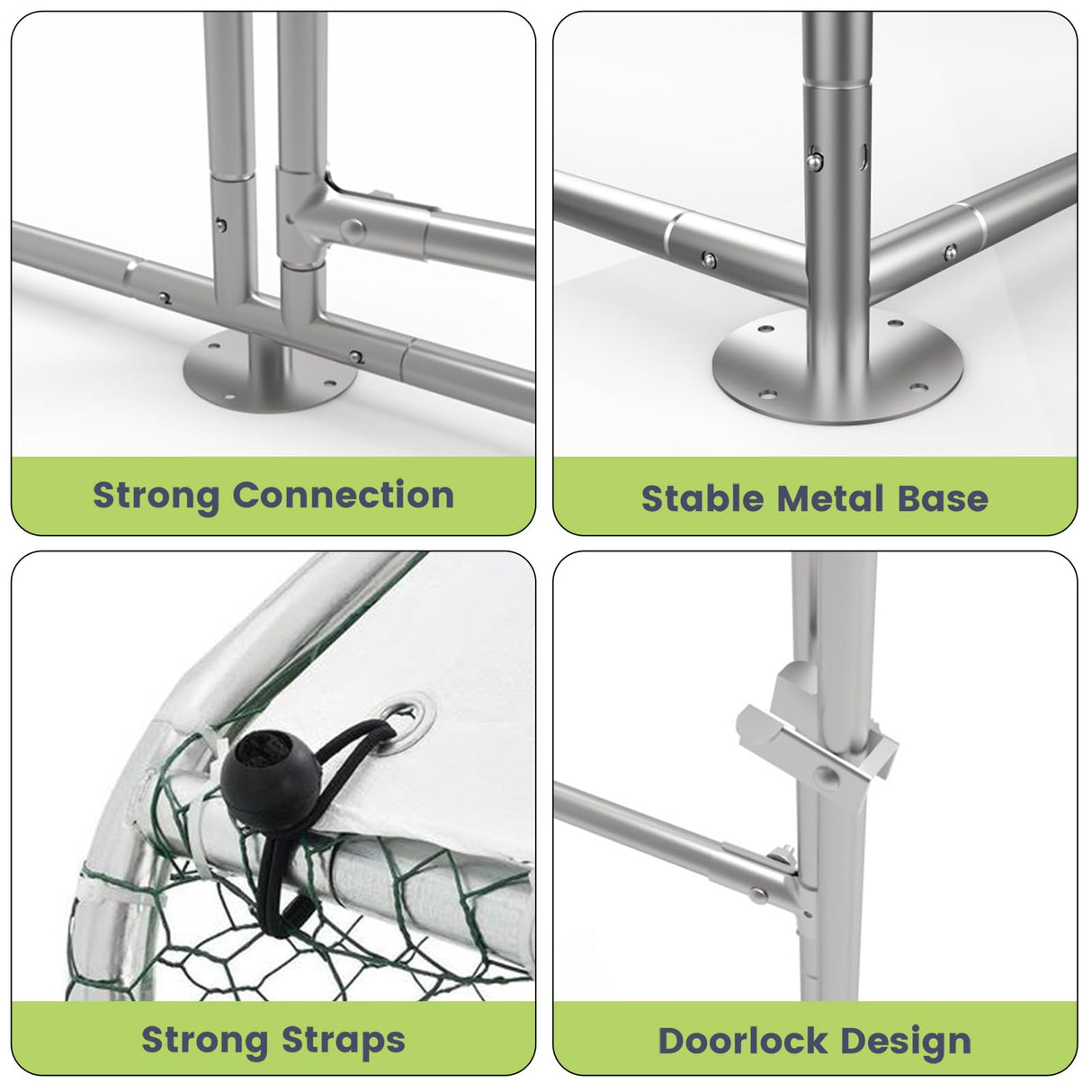 Large Metal Chicken Coop, Large Chicken Coop for Yard, Walk-in Poultry Cage with Waterproof and Anti-Uv Cover, Chicken Run for Outdoor Backyard Farm, Doom Roof, 9.8×6.5×6.5ft,Silver Hipicute