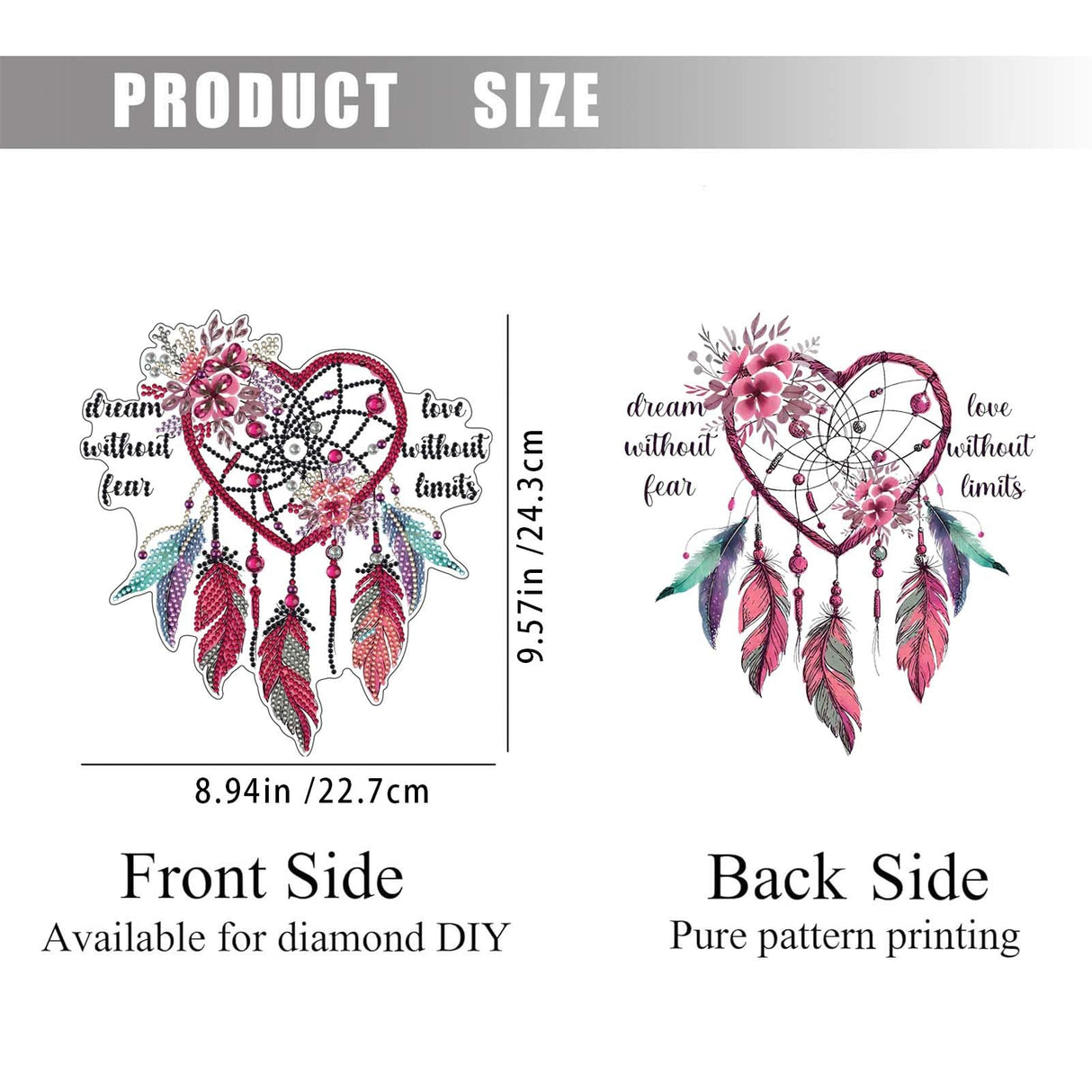 Dreamcatcher Diamond Art Painting Kit, Hanging Double Sided Sun Catchers Ornament, Lucky Diamond Art Painting Crafts Gift, DIY 3D Special Gem Diamond Dot Kit for Adults, Box Package (Red-Love) TSRUVYL